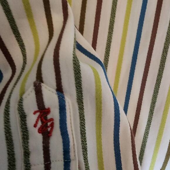 ROBERT GRAHAM COTTON MULTI COLOR STRIPED BUTTON DOWN SIZE MED - Picture 11 of 12